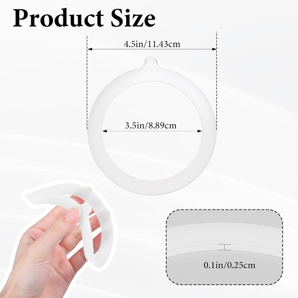 4.5 Inch Silicone Gaskets for Glass Jars 6pcs,Rubber Gasket for Glass Jars Replacement Seals for 3.5" Mouth Mason Jar,Mason Jar Seals