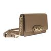 Michael Kors Heather Solid Color Snap Fastening Metal Details Leather Crossbody Shoulder Bag Women's Clay