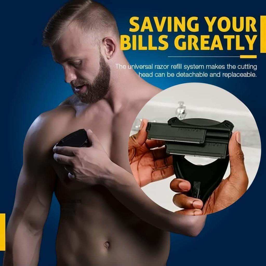 Back&body Shaver FOR MEN, Trimmer, Groomer, DIY, Ergonomic Handle, for The Whole Body, and Back Shaver Replacement Blade Set (Sold Separately)