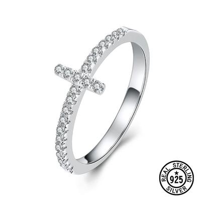 925 Sterlingsølv Ringer For Kvinner Mikro Pavé Zirkon Kryssring Kjærlighet Jubileum Overraskelsesgaver Klassiske Fine Smykker