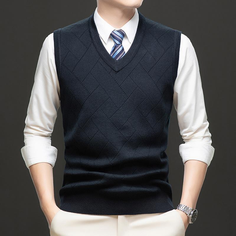 Men S Thick V Neck Sleeveless Knit Vest Winter Warm
