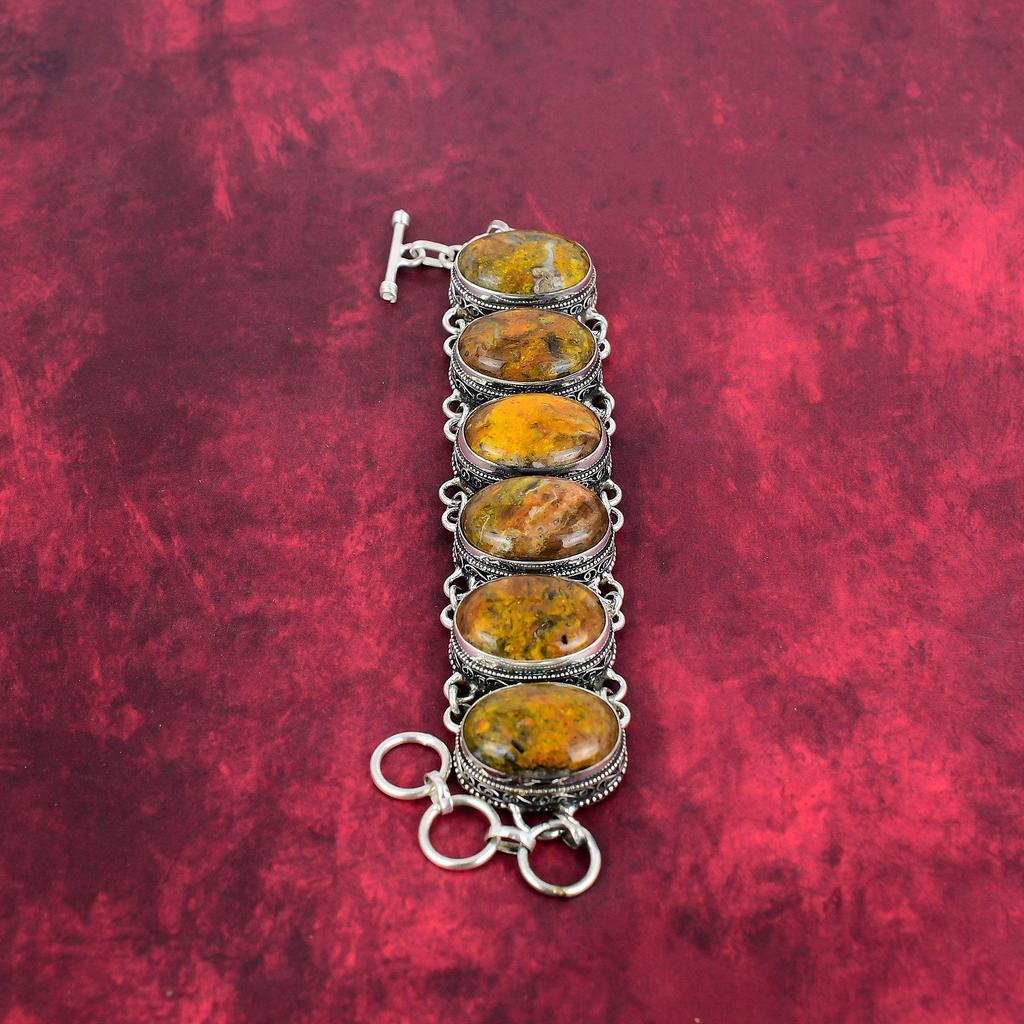 Bumblebee Jasper Bracelet, 925 Solid Sterling Silver Gemstone Jewelry, Handmade Amazing Bracelet, For Mother Day