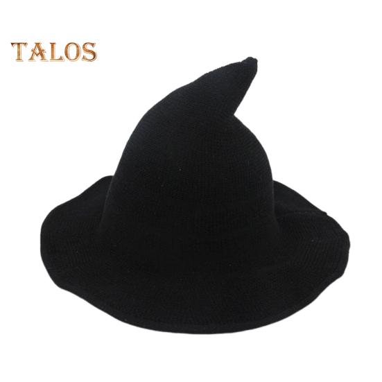 

Шляпа ведьмы для косплея, костюм на Хэллоуин, вязаная складная, однотонная, для фотосъемки, маскарада, украшения, головного убора чёрный