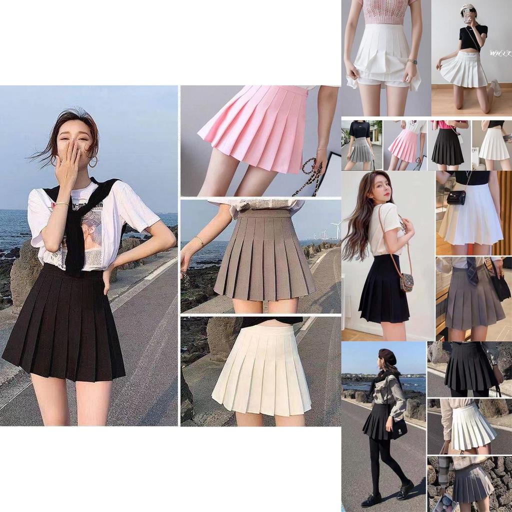 Stylish Women High Waist Pleated Skirt Featuring Comfortable Safety Shorts Inside