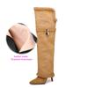 Krazing Pot Flock Pointed Toe Thin High Heels Size 46 Size 45 Winter Slip on Plus Size Women Keep Warm Over-the-knee Boots