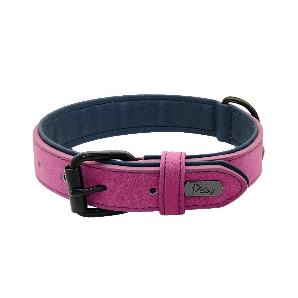 

Soft Padded Leather Dog Collar Adjustable Microfiber Pet Collars for Small Medium Large Dogs Pitbull Bulldog S фіолетовий