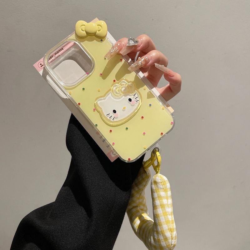 Colorful Polka Dots Cute KT Cat Suitable for Apple 16 ProMax Mobile Phone Case IPhone 15 New Model