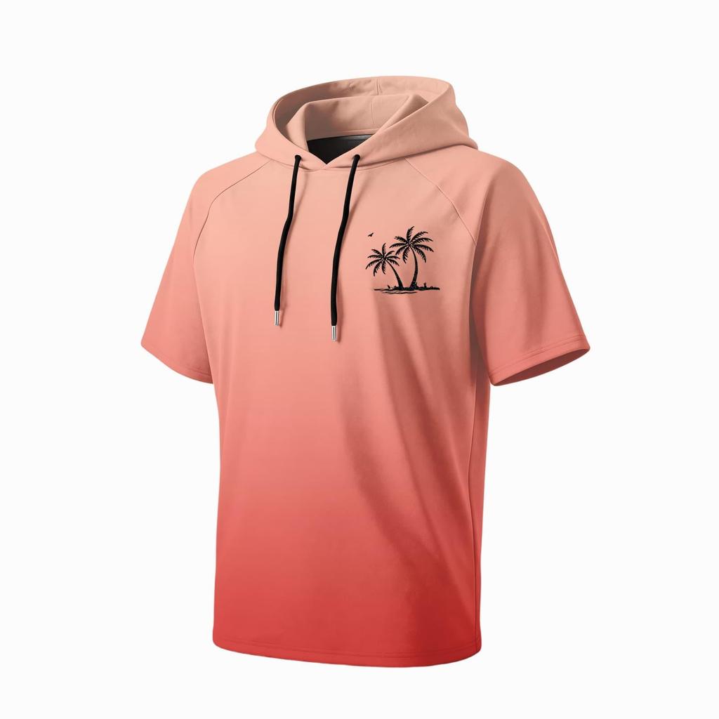 Men's Summer Quick Dry Short Sleeve Hoodie UPF 50 Plus Sun Protection Lightweight Fishing Sports Hooded Shirt