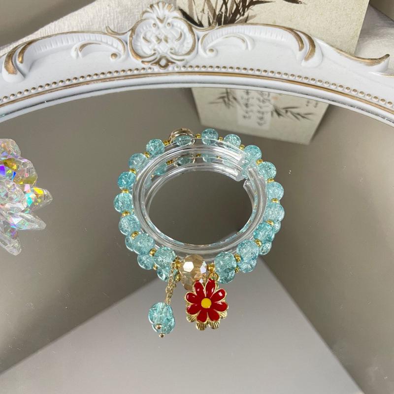 Little Daisy Popcorn Bracelet with Pink Crystal Sunflower – Versatile Women's High-End Feel