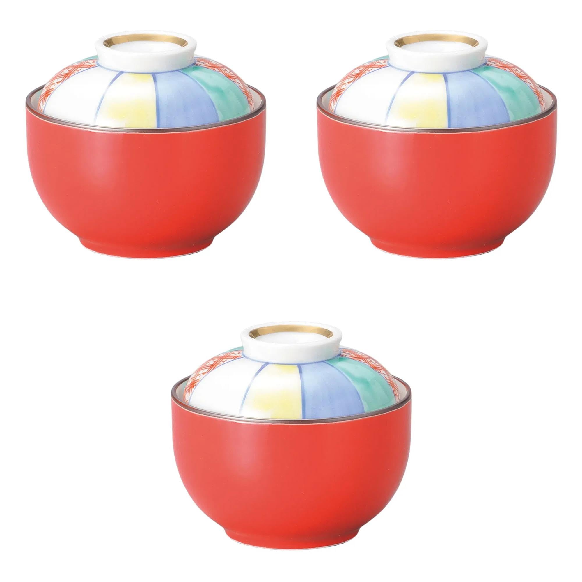 

Set of 3 Red Glazed Paper Balloon Small Simmered Food Bowls x Simmered Food Bowls Setomonohonpo [9.8 8.2 cm]