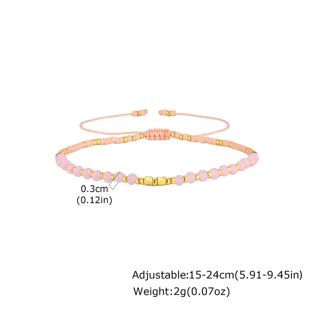 Colorful Glass Bead Bracelet for Women,Adjustable Woven Rope Chain Bracelets,Fashion Bohemian Jewelry Gift