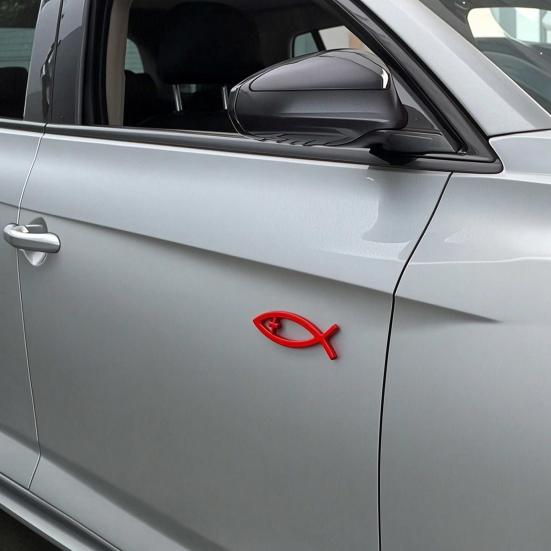 Autoaufkleber Fischförmiges Emblem 3D-Metalltextur Autoaufkleber mit starkem Klebstoff Wasserdicht Sonnenschutz für Karosserie Stoßstange Fenster