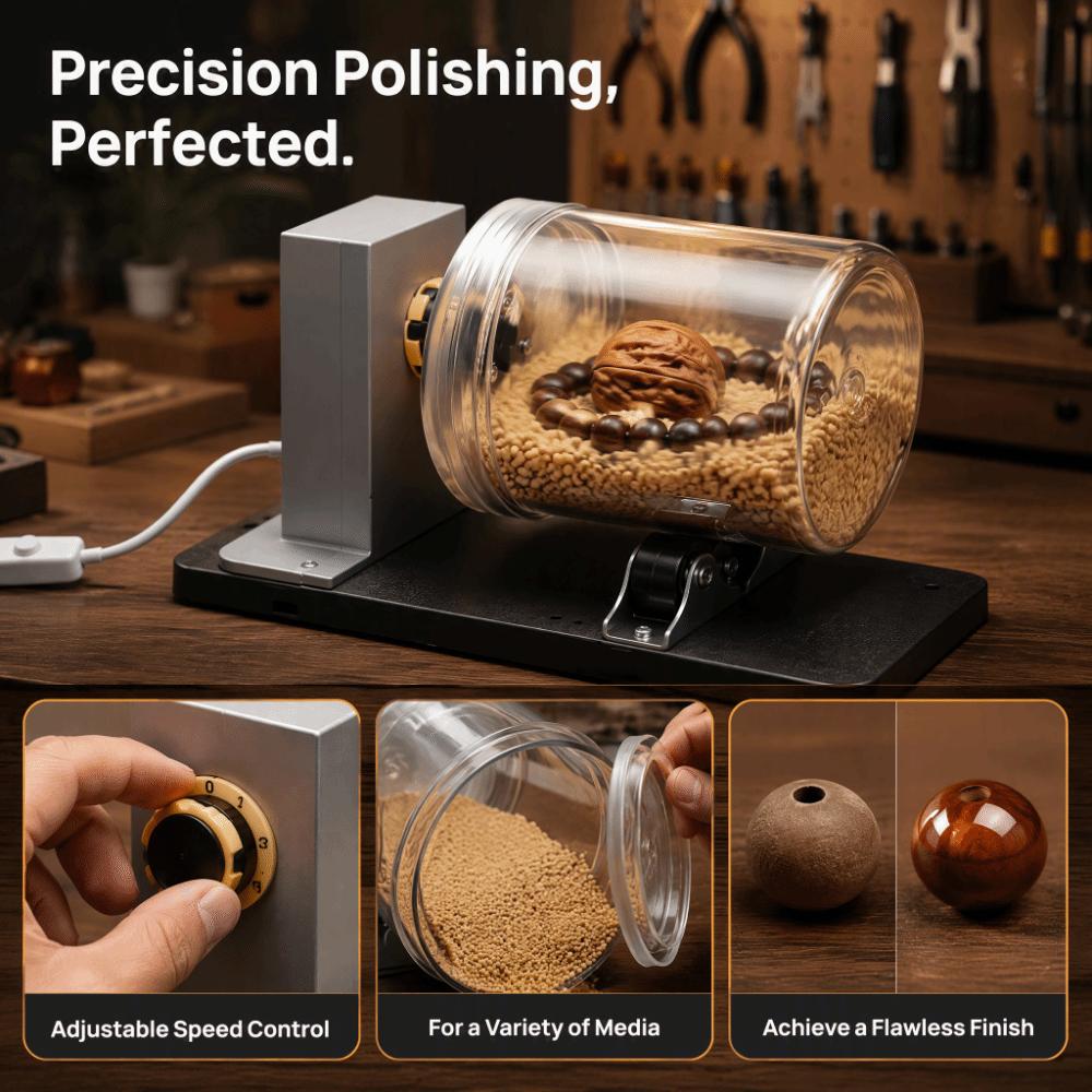 Low Noise Bead Polishing Tumbler Variable Speed Mini Rock Tumbler Disc Stringing