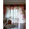 Pink Flower Curtain Green Plant Pastoral Decor Sheer Screen Curtain Living Room Bedroom Floor-to-ceiling Window Voile cortinas