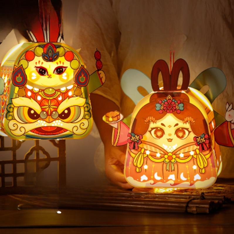 2025 Neujahr & Mondfest Drachenlaterne DIY-Set für Kinder – Leuchtende Cartoon-Laterne