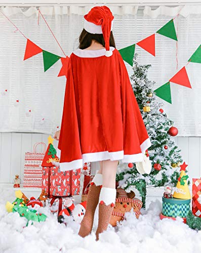 Costume da Cosplay di Babbo Natale Milky Time per Natale, Stile Lolita Gotica, Set da 3 Pezzi di Babbo Natale con Maniche a Poncho (Rosso, M.)