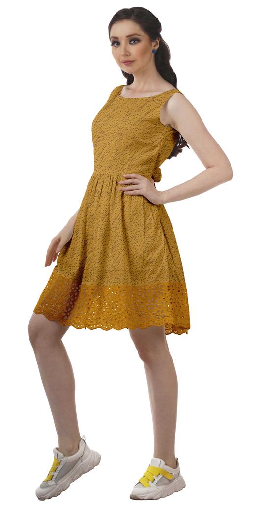 Moomaya Printed Lace Evening Mini Dress For Party Sleeveless Women Clothing