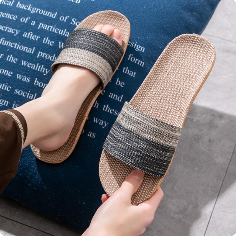 Summer Women Slippers Anti-Slip Home Slippers Lightweight Shoes Women Indoor Linen Slippers Soft Shoes