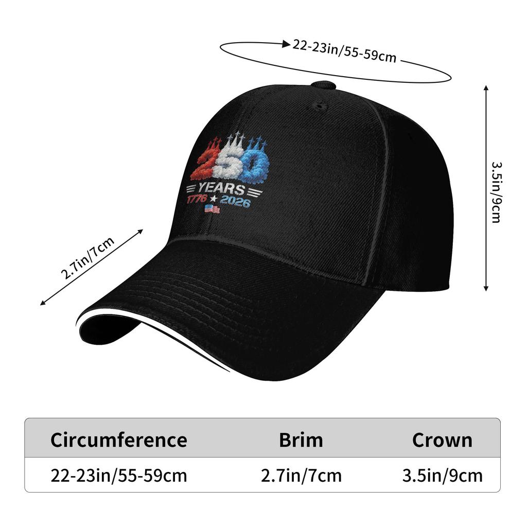 250 Years American 250th Anniversary USA Flag 4th of July Baseball Cap  Print Trucker Hat Spring Classic Outdoor Snapback Cap