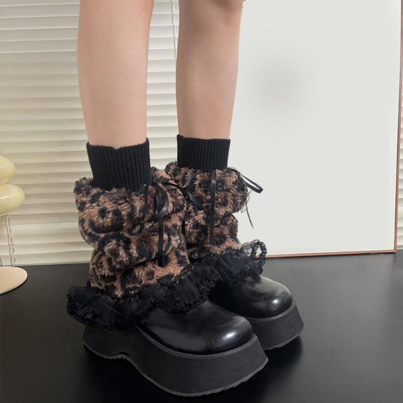 Womens Furry Party Costume Warm Faux Furs Fuzzy Long Boot Shoes Cuffs Cover Leg Warmers/Boot Sleeves/Boot Covers