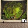 Tushelia Forest Tapestry Psychedelic Tree Cave Tapestries Fantasy Nature Landscape Backdrop Tapestries Stream Through Rainforest Jungle Tapestry Wall