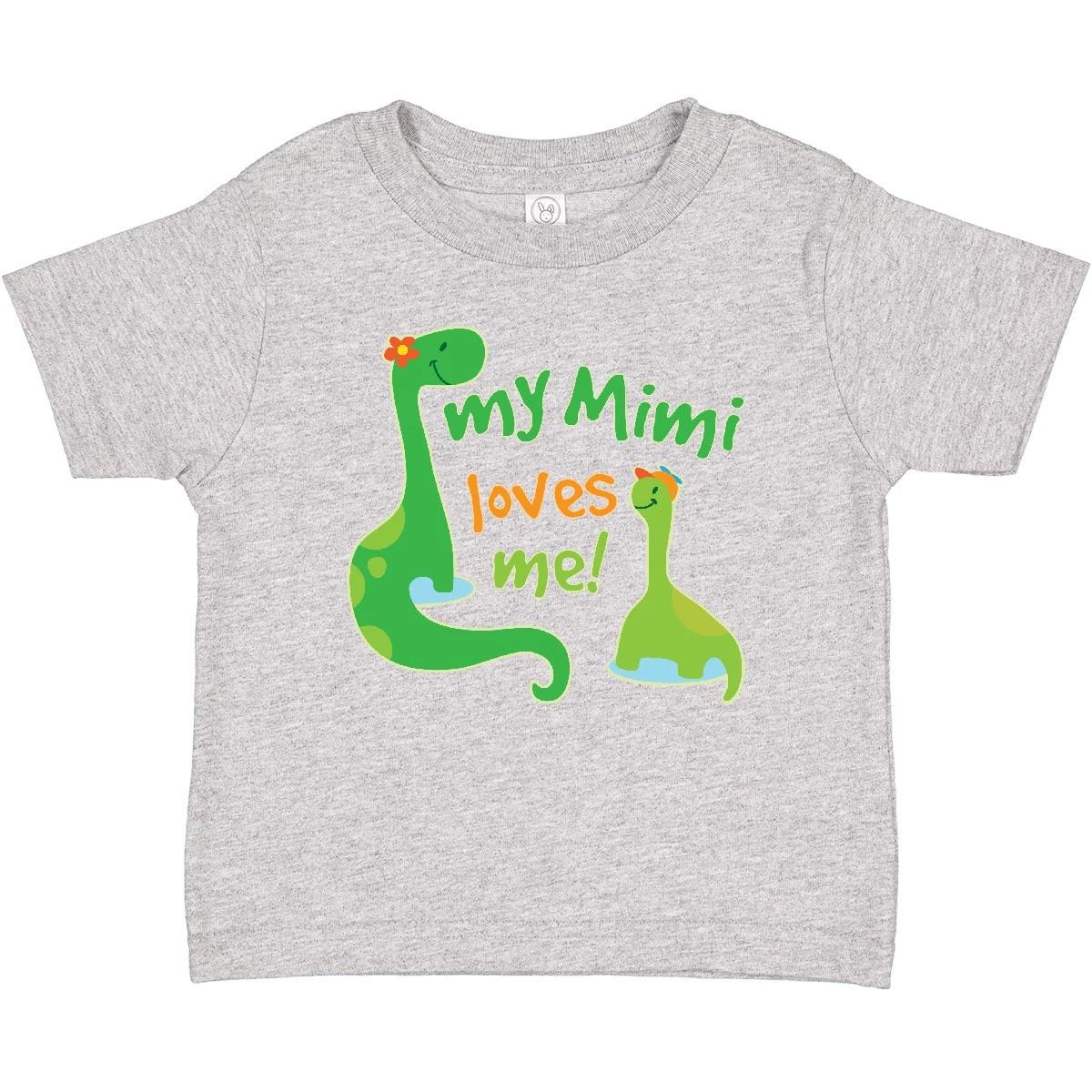 Inktastic My Mimi Loves Me Grandson Dinosaur Baby T-Shirt Cute Grandchild Boys 100