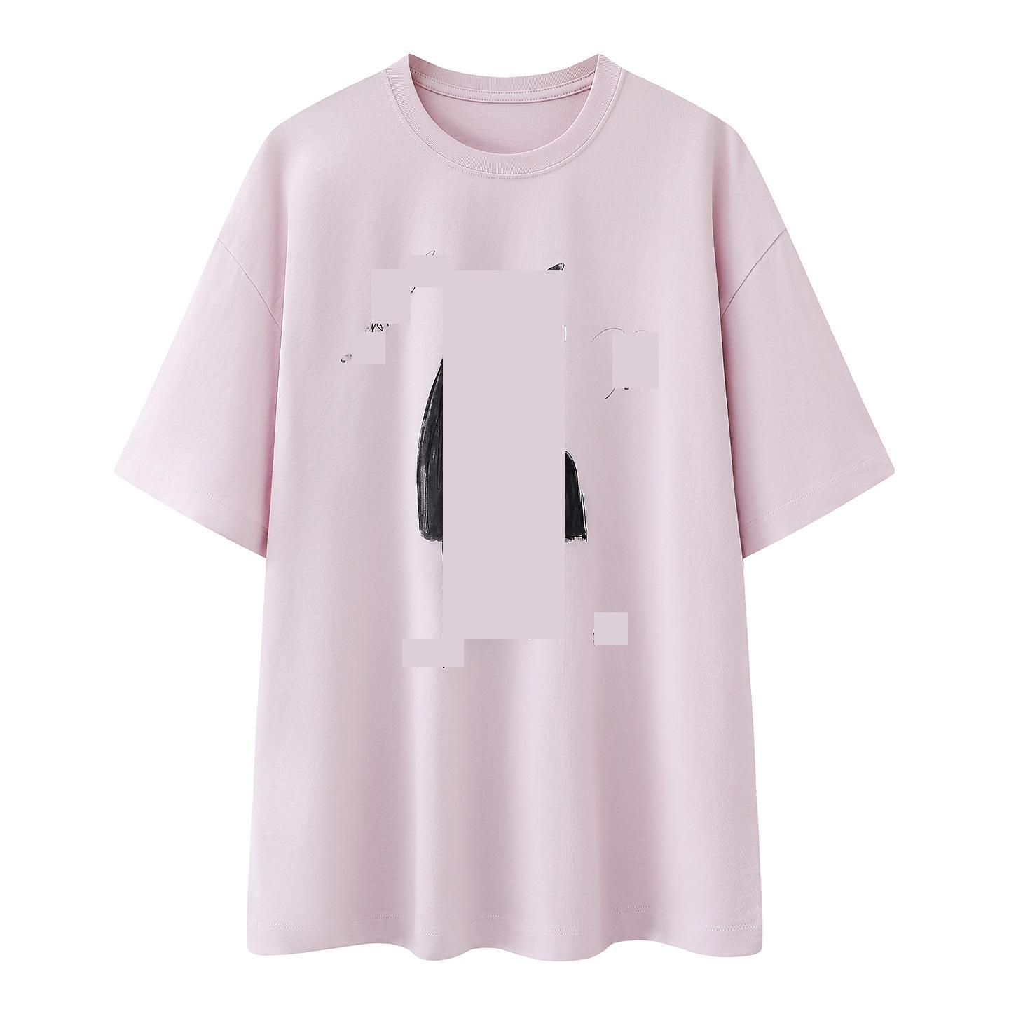 

2026 Spring Women s Loose Cartoon Zodiac Horse Print T-shirt Top Large рожевий