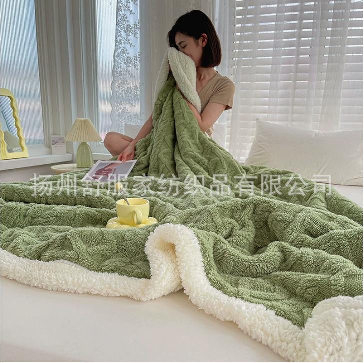 Autumn and Winter Popular Lamb Wool Blankets, Double-sided Thickened Coral Fleece Blankets, Office Nap Blankets