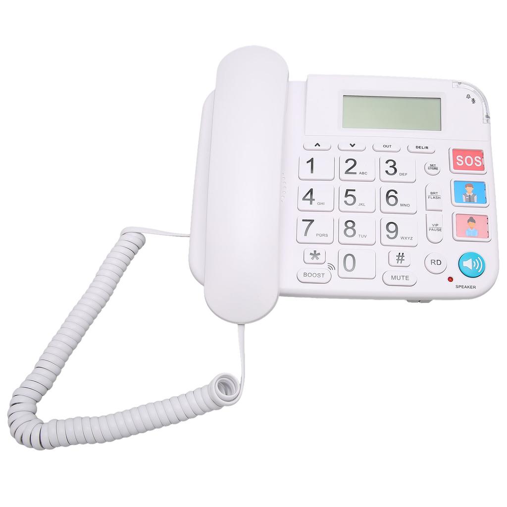 Home Corded Phone LCD Display Ringtone Volume Adjustment Big Button Landline with Speaker for Seniors