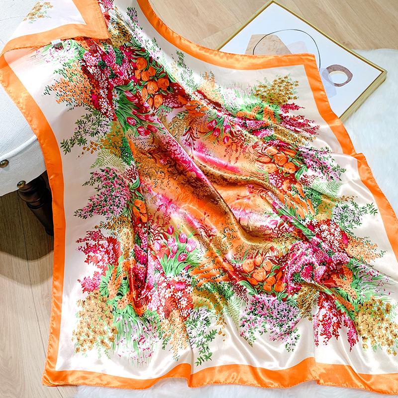 Popular Shawls Europe And America Fashion Bandannas Wild leopard print Sunscreen 90X90CM Bandanna Luxury Square Silk Scarves