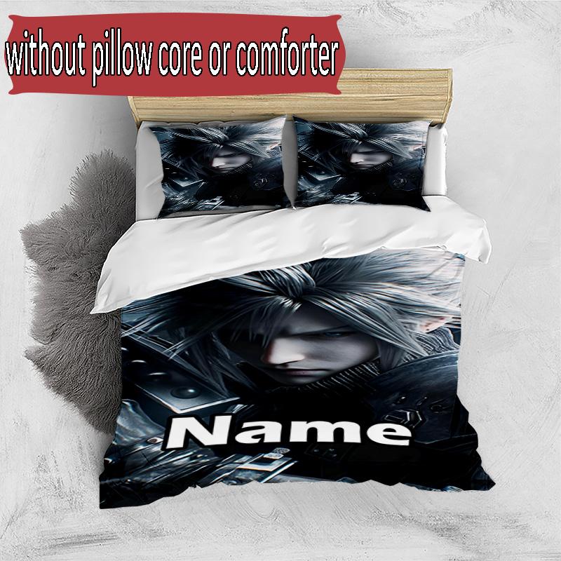 3pcs Duvet Cover Set (1*Duvet Cover + 2*Pillowcase, Without Core), Custom Name Final Fantasy Pattern Bedding Set, Home Bedroom Decor Gift