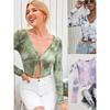 2022 Tie-Ed Long-Sleeved Cardigan T-shirt Slim V-neck Shirt