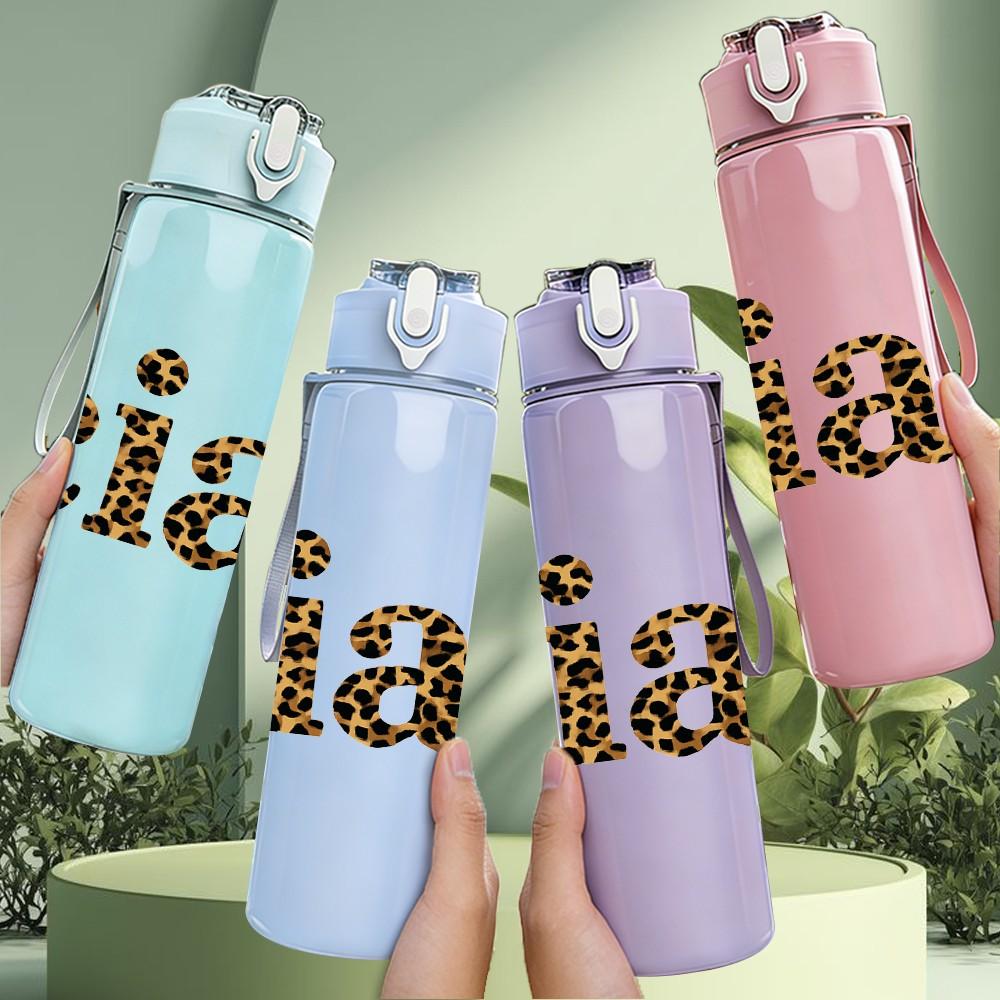 1PC Ciao Simple Text Art Print 750ml Color Plastic Sports Water Bottle Leakproof Flip Straw Lid Suitable for Sports Office Home Use