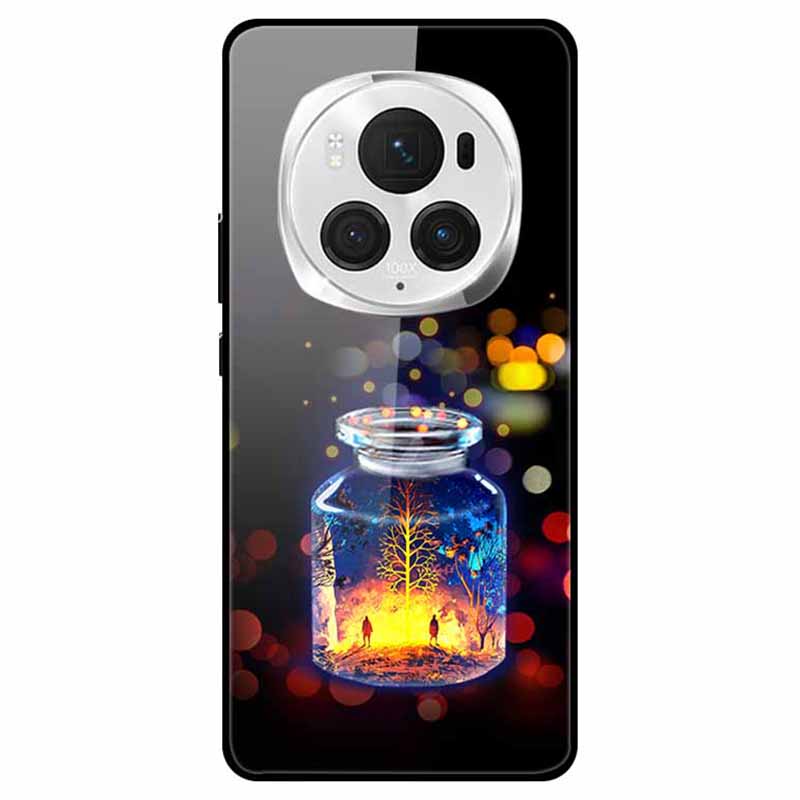 For Honor Magic6 Pro 5G Slim Case Pattern Printing PC+Tempered Glass+TPU Phone Shell