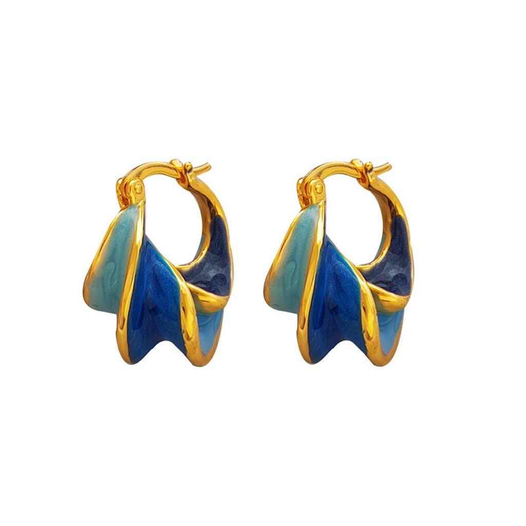 French Retro Enamel Glaze Spiral Drop Earrings Irregular Earring For Women Trendy Jewelry Fashion Accessories Gift