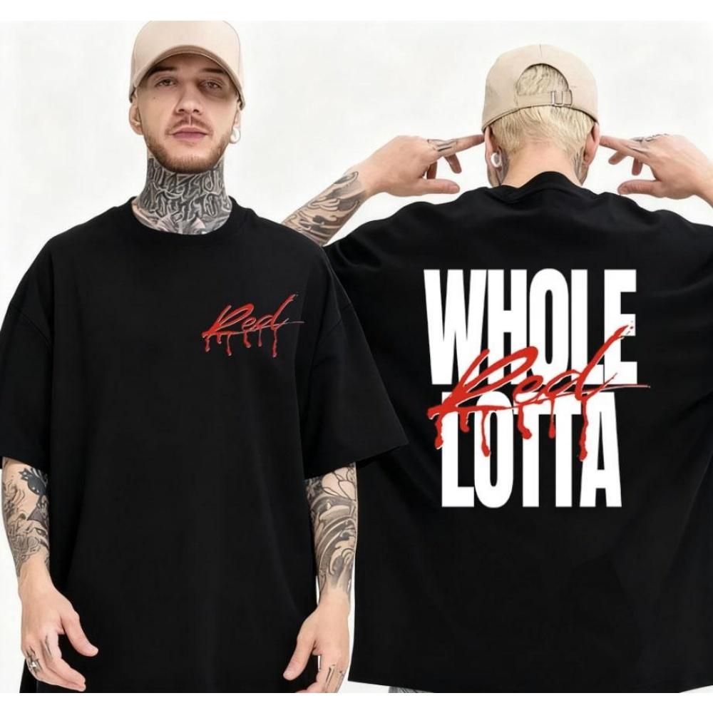 

2025 Summer Hiphop Rapper Playboi Carti AllLolita Red Graphic Tshirt Mens Retro Shortsleeved Fashion Loose Cotton Top XXXXXL чорний