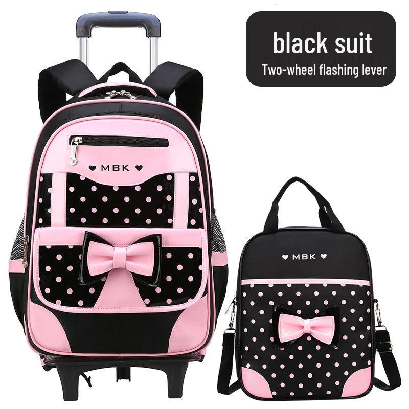 Plecak na kółkach w stylu koreańskim dla dziewcząt, w wieku 6-12 lat, klasy 1-3, 5-6 z szelkami redukującymi obciążenie.