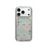 Semi-Transparent Green & Pink Plaid with Tulip & Strawberry Design Phone Case for iPhone 14/15/16 Pro Max/17