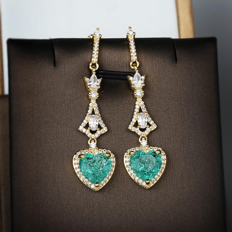 silver palace style earrings light luxury crystal retro earrings unique Paraiba earrings party birthday gift