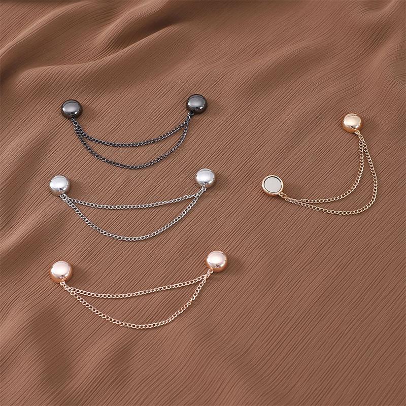 2 Stück Magnetischer Kleiderclip mit Kette Metallknöpfe Clip Wickeltücher Schal Hosenbeine Manschette Befestigung Magnet Kein Loch Stifte