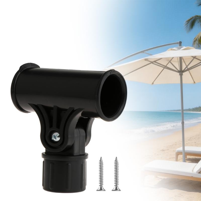 Yard Cover Joint Support Replacement Part, Black Upper Socket Piece with Lower Turn Knob and 2 Screws for Deck Balcony Shade Service