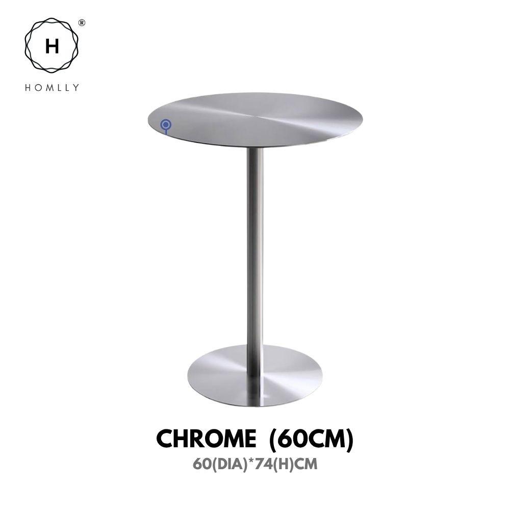 Homlly Tonii Stainless Steel Round Slim Table (40-70cm Diameter)