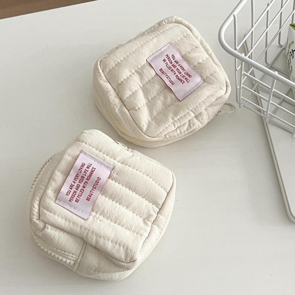 Mini Quilted Japanese Cosmetic Bag - Cute, Portable Storage for Groceries or Sanitary Items