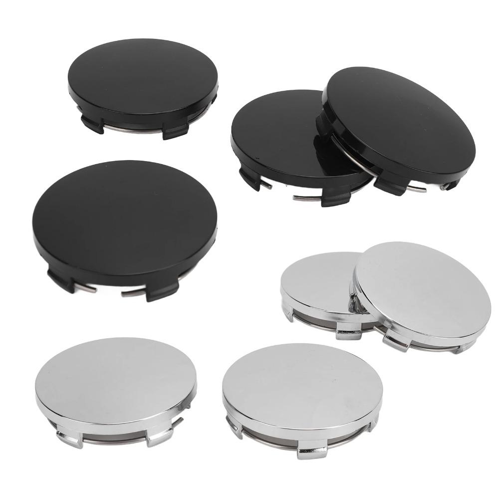 4Pcs 60mm ABS Universal Wheel Hub Center Caps Snap-in Cover Cars Trucks Anti-Falling UV Resistant Black Silver Auto Accessories