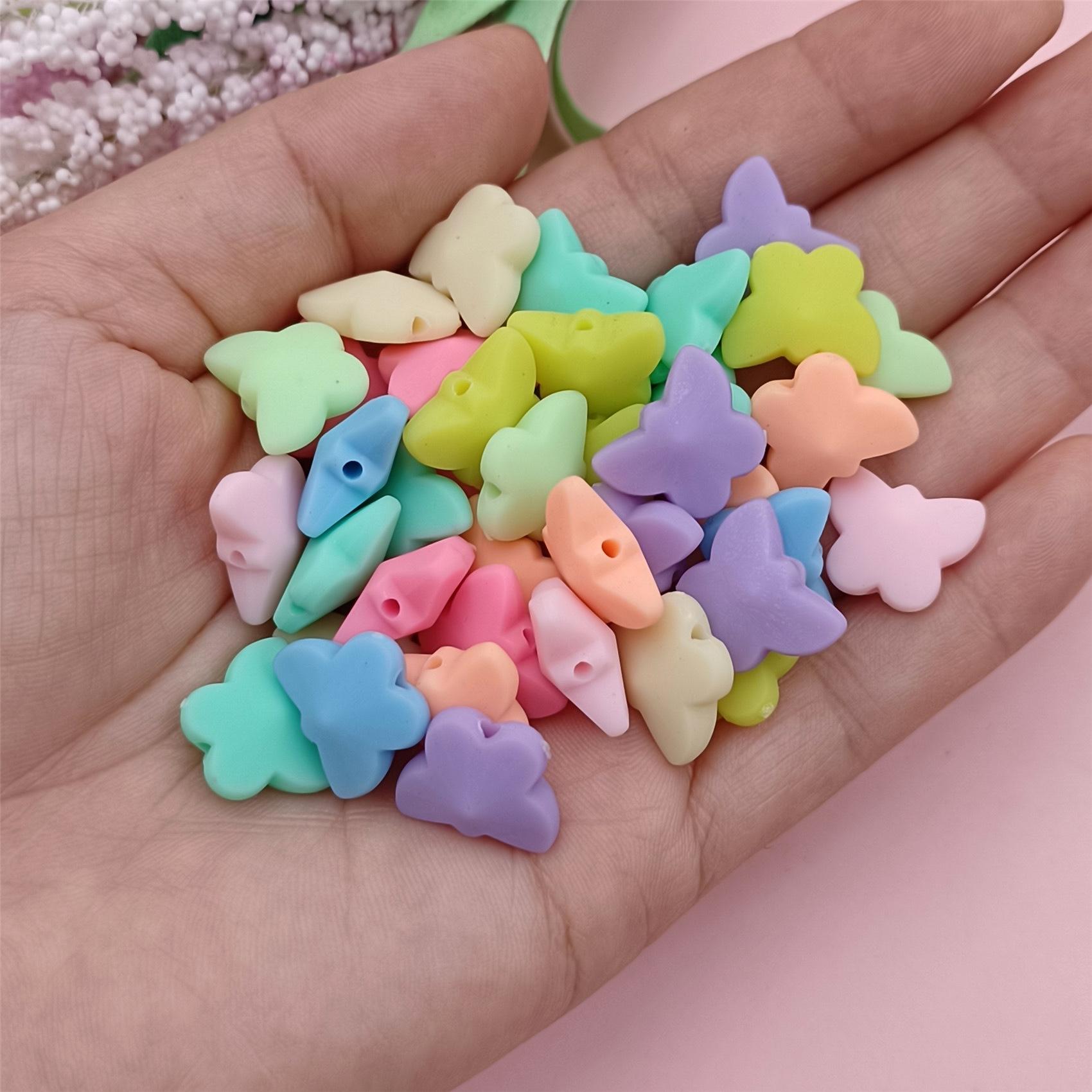 

DIY (14-10)* 12 мм ожерелье, модные бусины-бабочки, резиновые ювелирные изделия, свободные бусины, 50 шт., браслеты