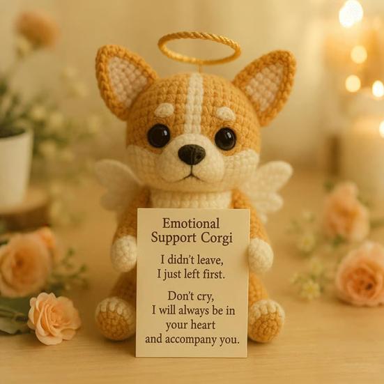 Gedenken Positiver Gehäkelter Welpe Emotionale Unterstützung Engelshund Handgemacht Positives Häkeltier