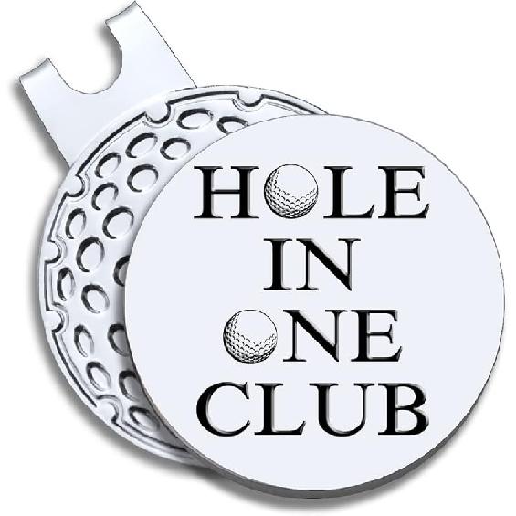 Hole in One Club Golf Ball Marker with Magnetic Hat Clip, Funny Golf Gift for Men Woman A