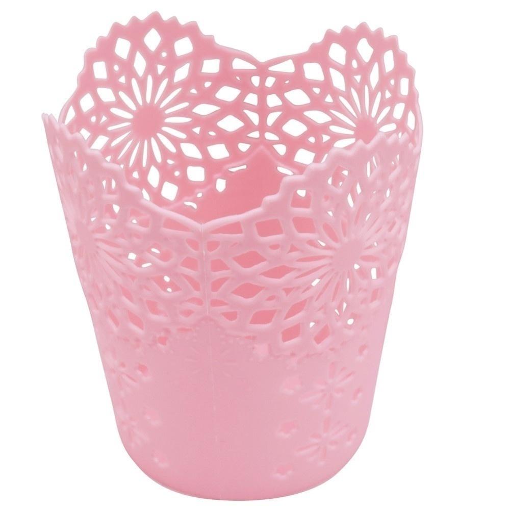 

Корзины для хранения Кружевные Ажурные Настольная Мусорная Корзина Подставка для Карандашей Органайзер для Стола для Офиса Школы Дома розовый