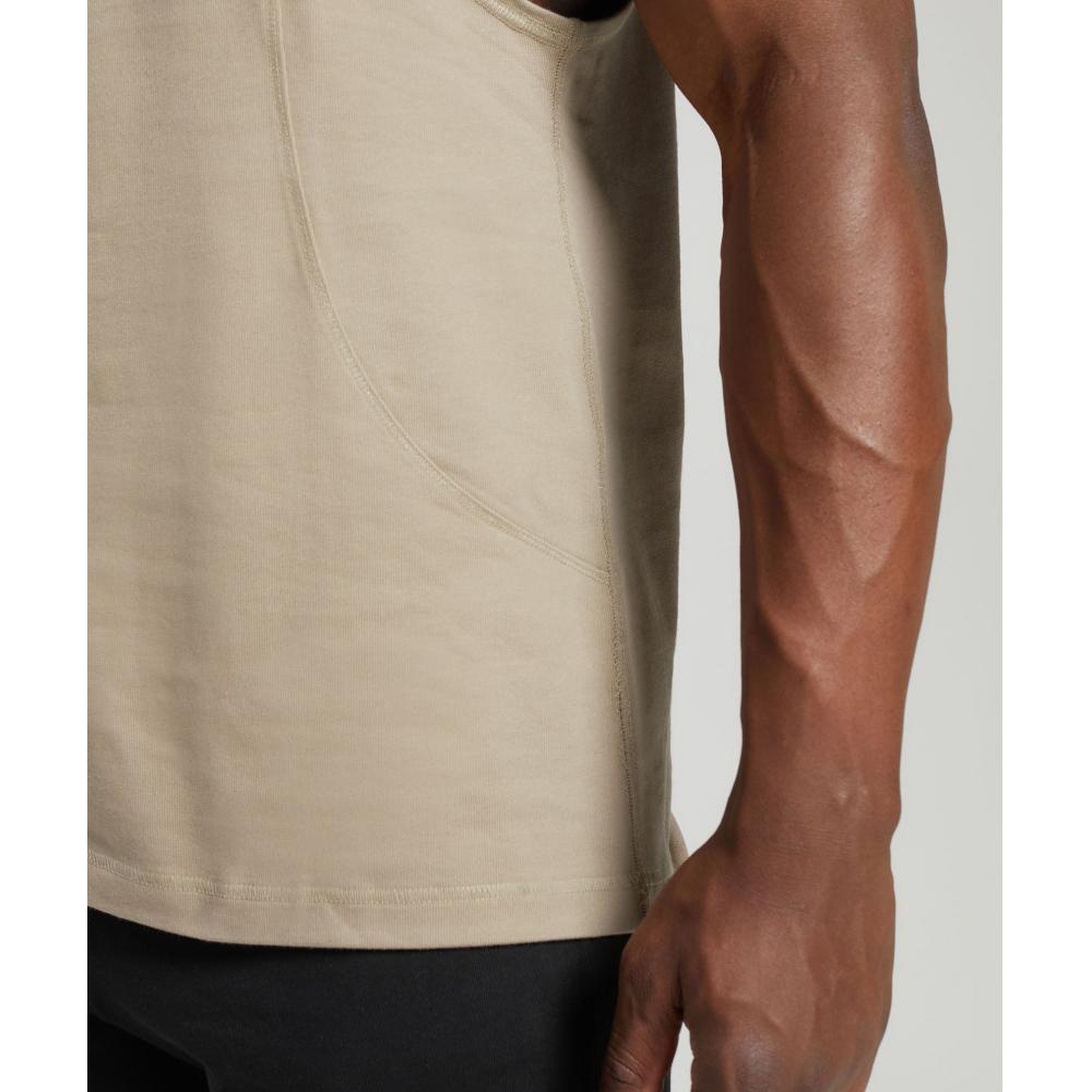 Gymshark Premium Lifting Drop Arm Tank Sand Brown A5a4w Nbzs.