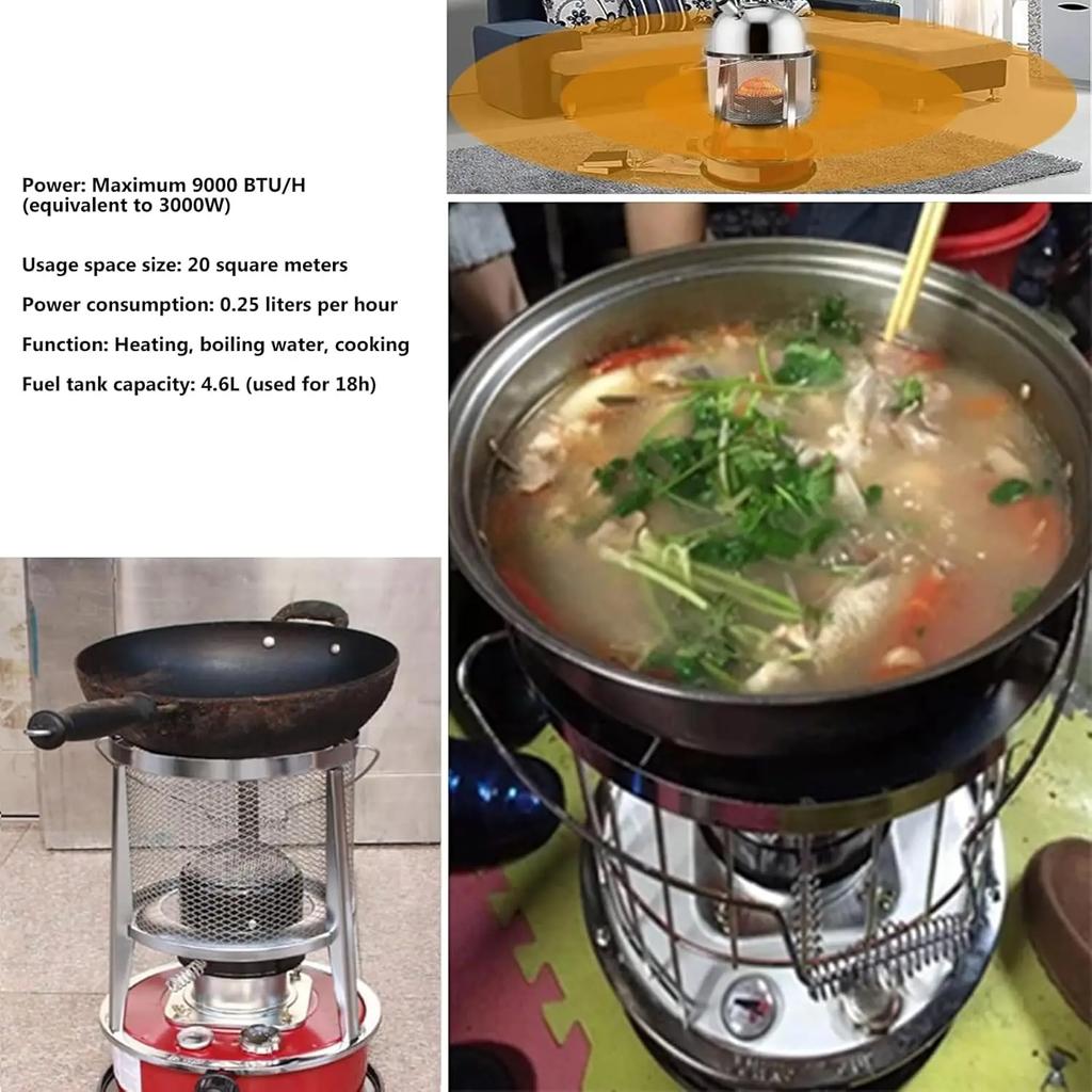 Winter Outdoor Kerosene Heater 2 IN 1 Portable Kerosene Stove Heater 4.5L Kerosene Space Heater for Camping Fishing Cooking